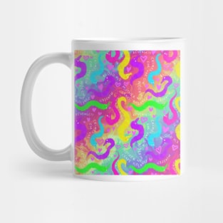 Worm on a string Violence Bright Colored Crime Woerms on Rainbow Mug